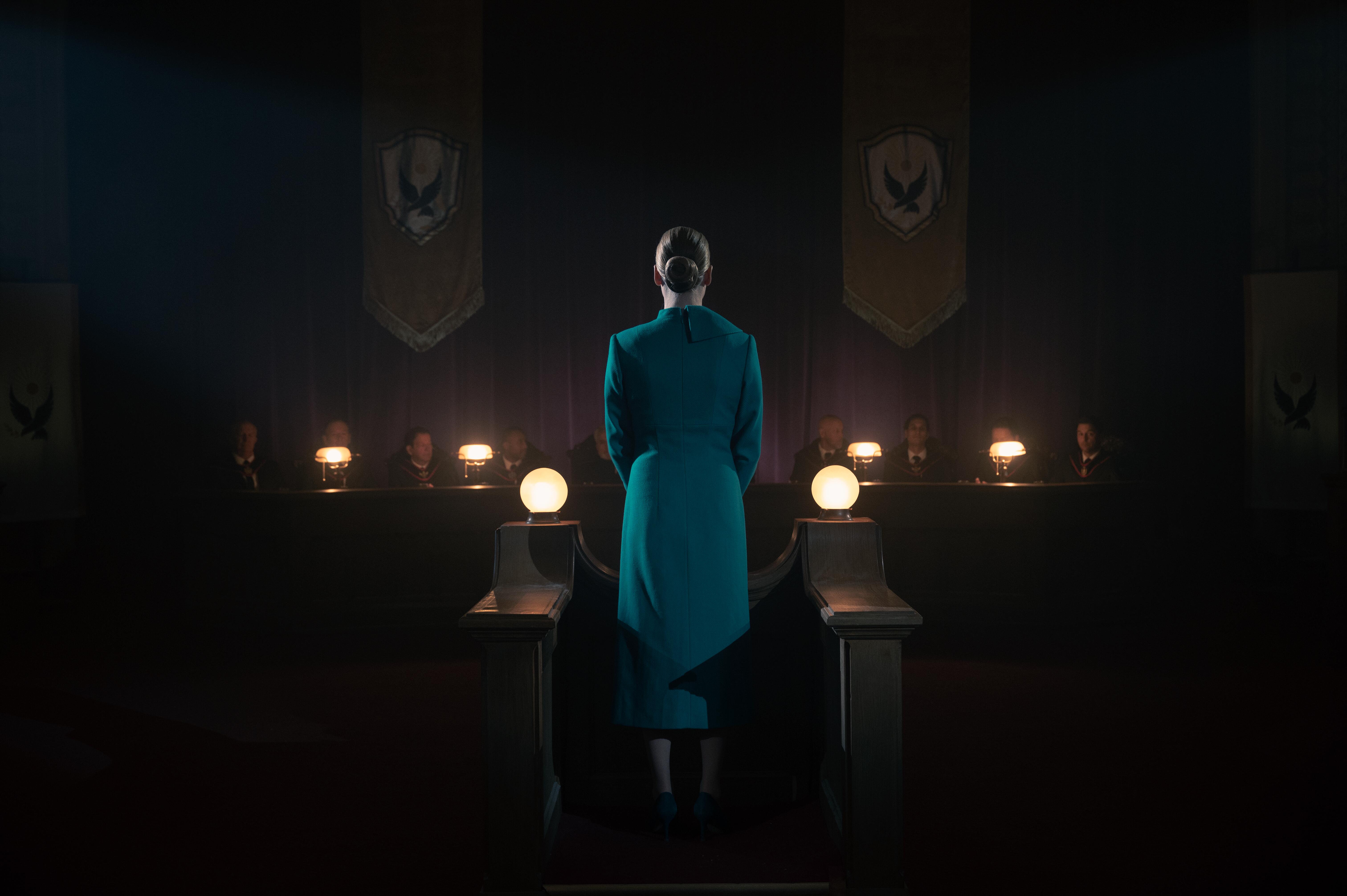 Serena (Yvonne Strahovski) asks the Commanders of Gilead to let her stay in 'The Handmaid's Tale' Season 5
