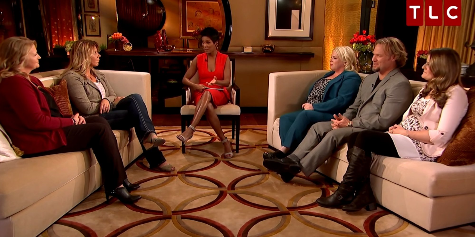 Tamron Hall and the cast of TLC's 'Sister Wives' during the 2015 tell-all.