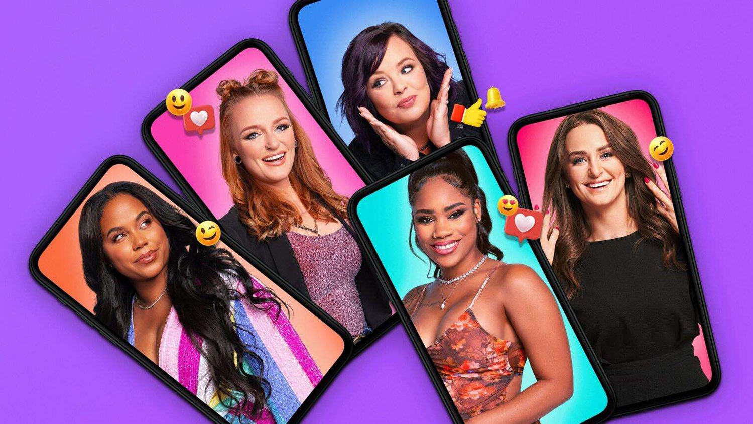 Teen Mom: The Next Chapter artwork shows the cast on phone screens against a purple background