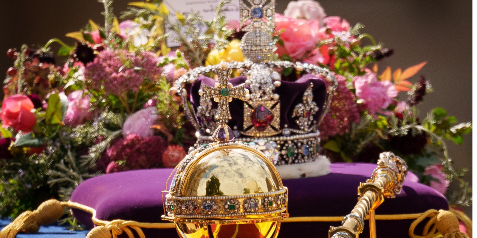 The Crown Jewels on display during the funeral of Queen Elizabeth II.
