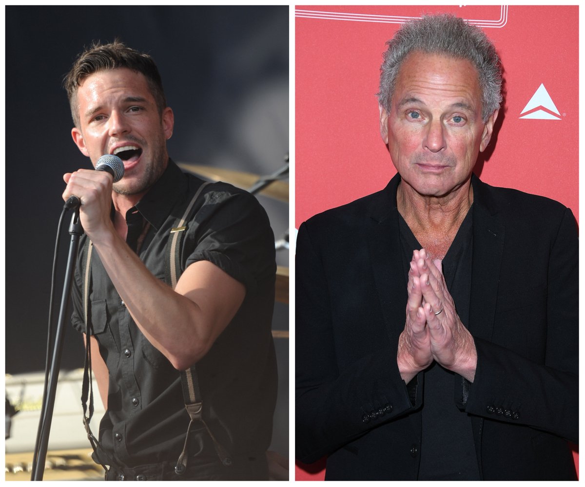 Side by side photos of Brandon Flowers, lead singer of The Killers, and Lindsey Buckingham, Fleetwood Mac guitarist.