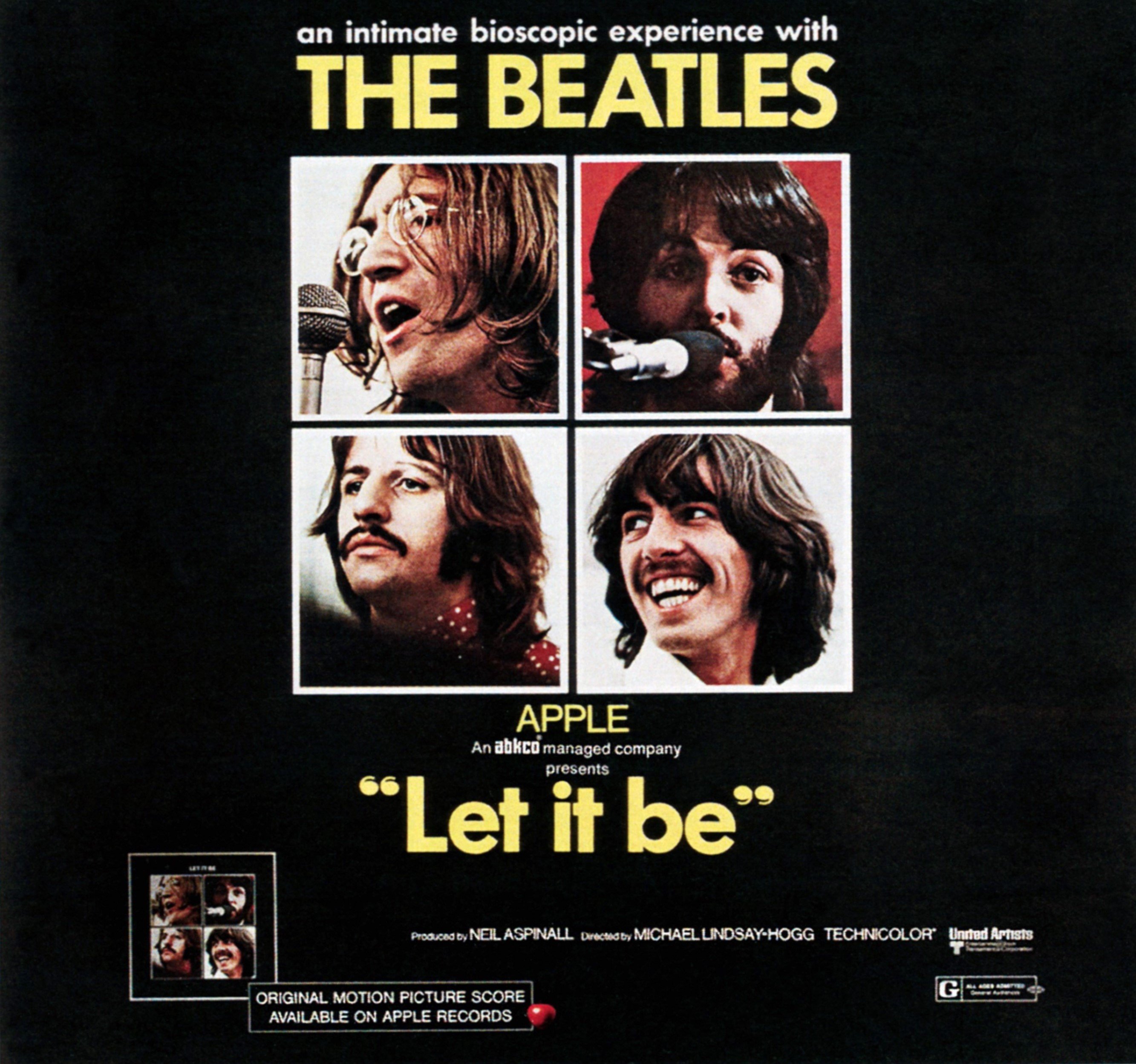 A poster for The Beatles' 'Let It Be' depicting the Fab Four