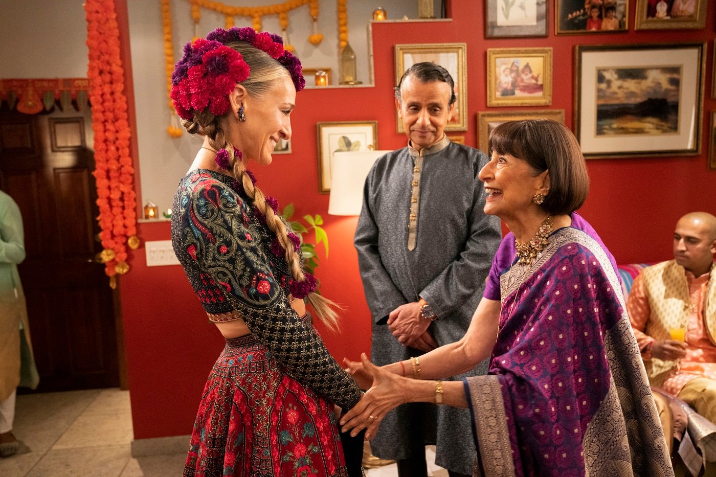 Sarah Jessica Parker, Ajay Mehta and Madhur Jaffrey in 'And Just Like That...' season 1