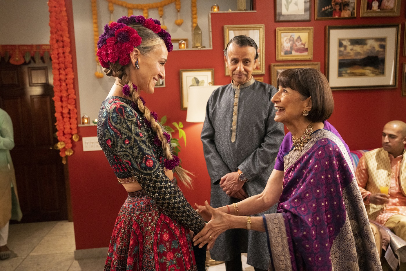 Sarah Jessica Parker, Ajay Mehta and Madhur Jaffrey in 'And Just Like That...' season 1