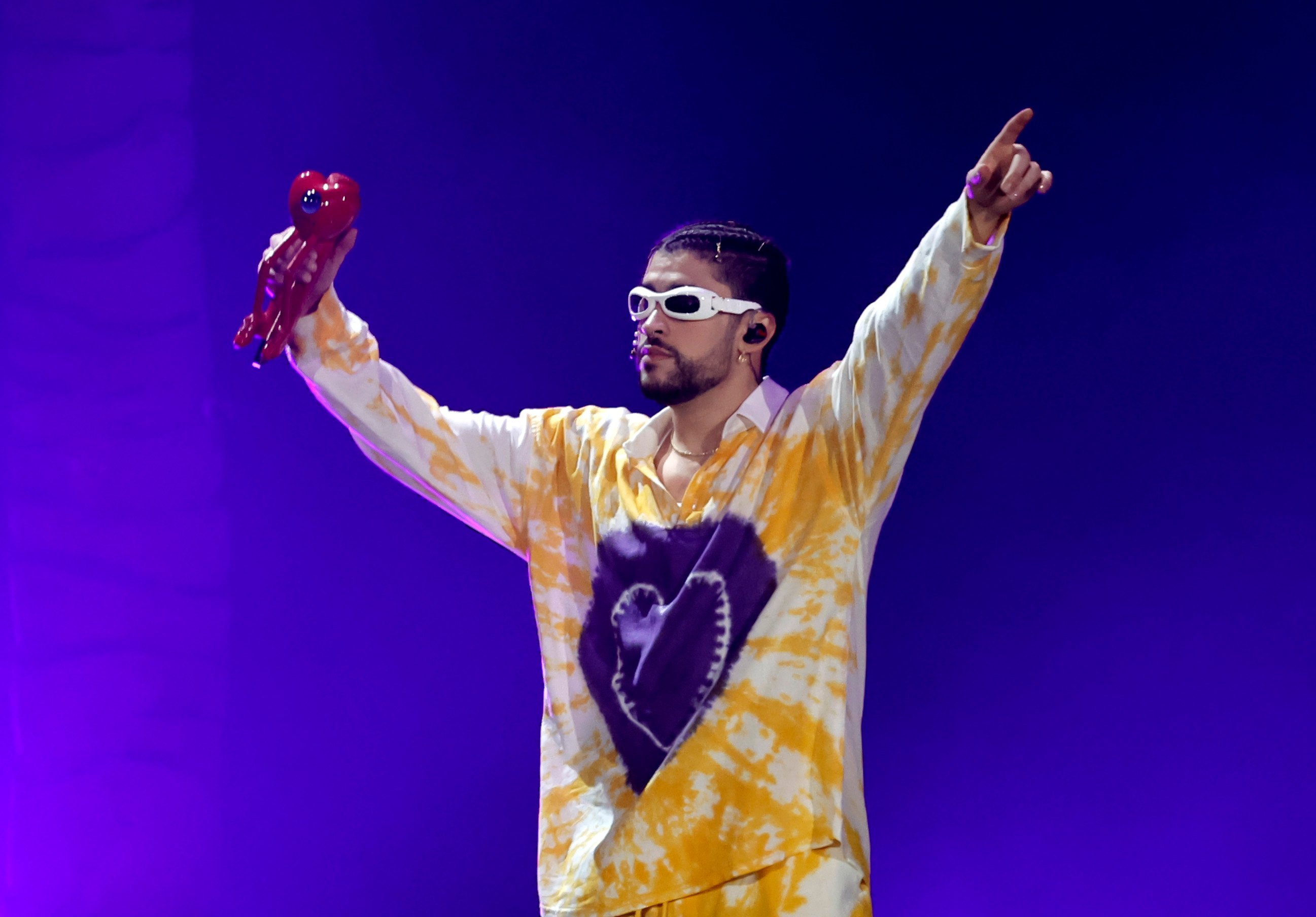 Bad Bunny performs during his World's Hottest Tour at SoFi Stadium