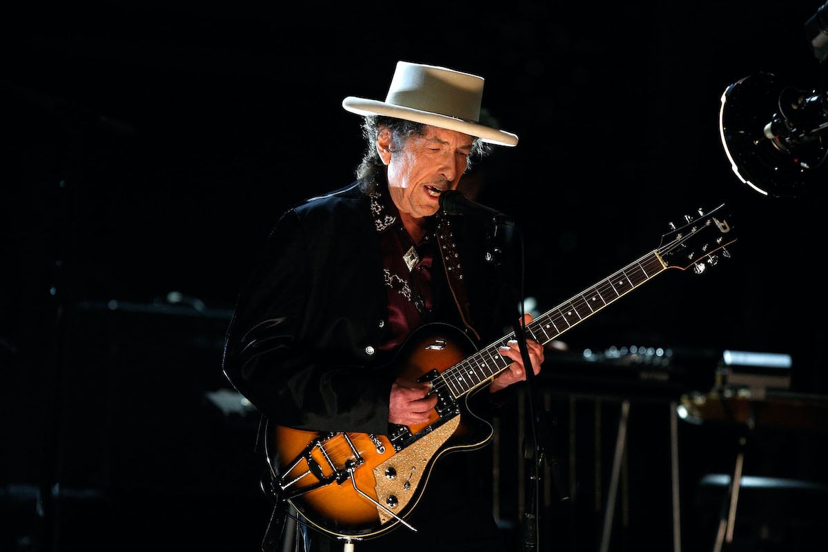 Bob Dylan performs on stage