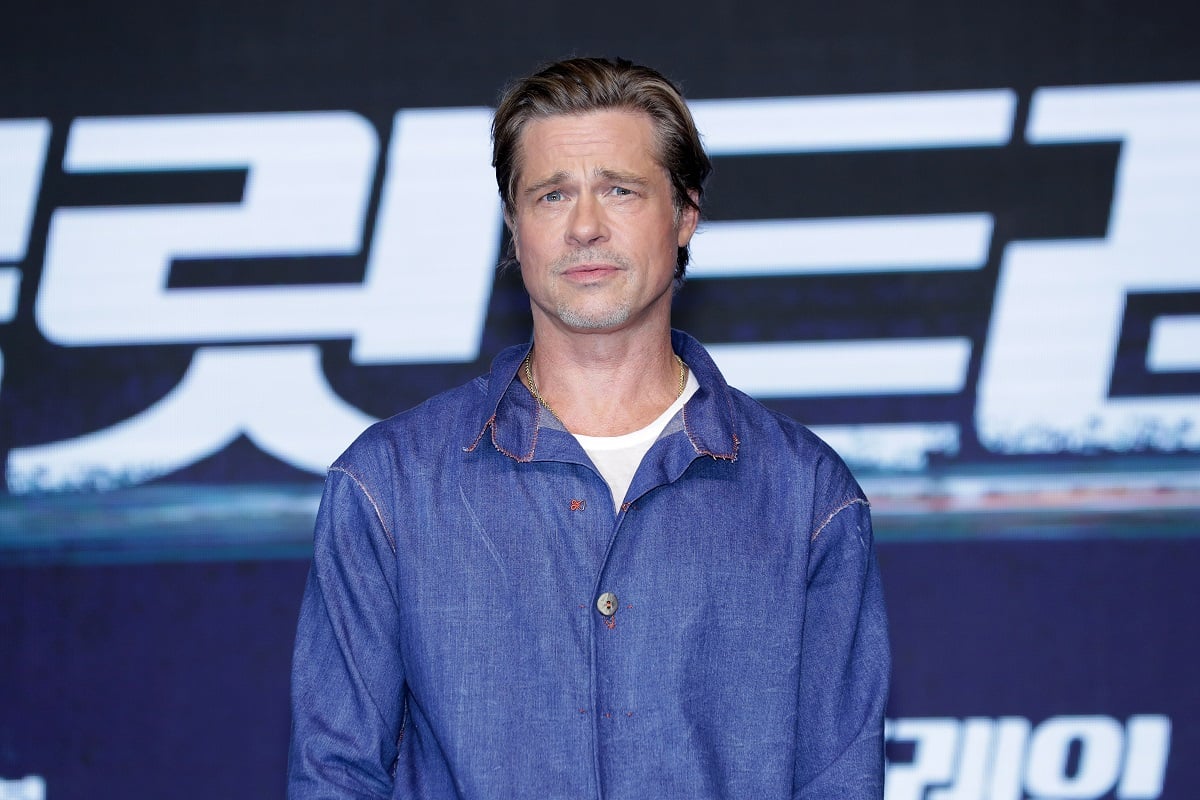 Brad Pitt at the 'Bullet Train' press conference.