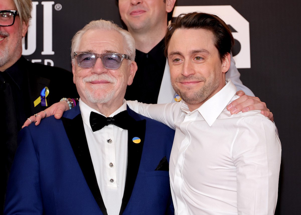 Succession stars Brian Cox and Kieran Culkin pose together after the 27th Annual Critics Choice Awards