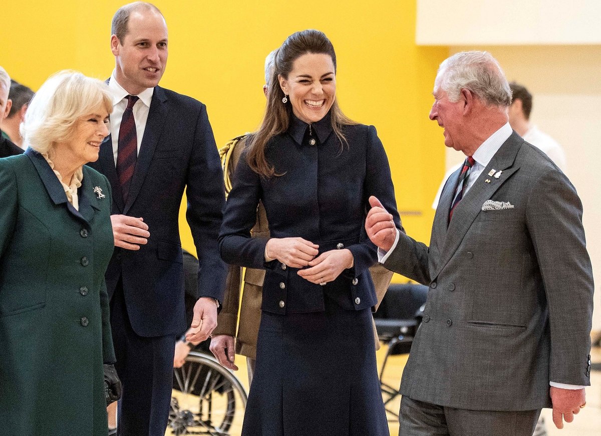 Camilla Parker Bowles, Prince William, Kate Middleton, and King Charles during their visit to the Defence Medical Rehabilitation Centre