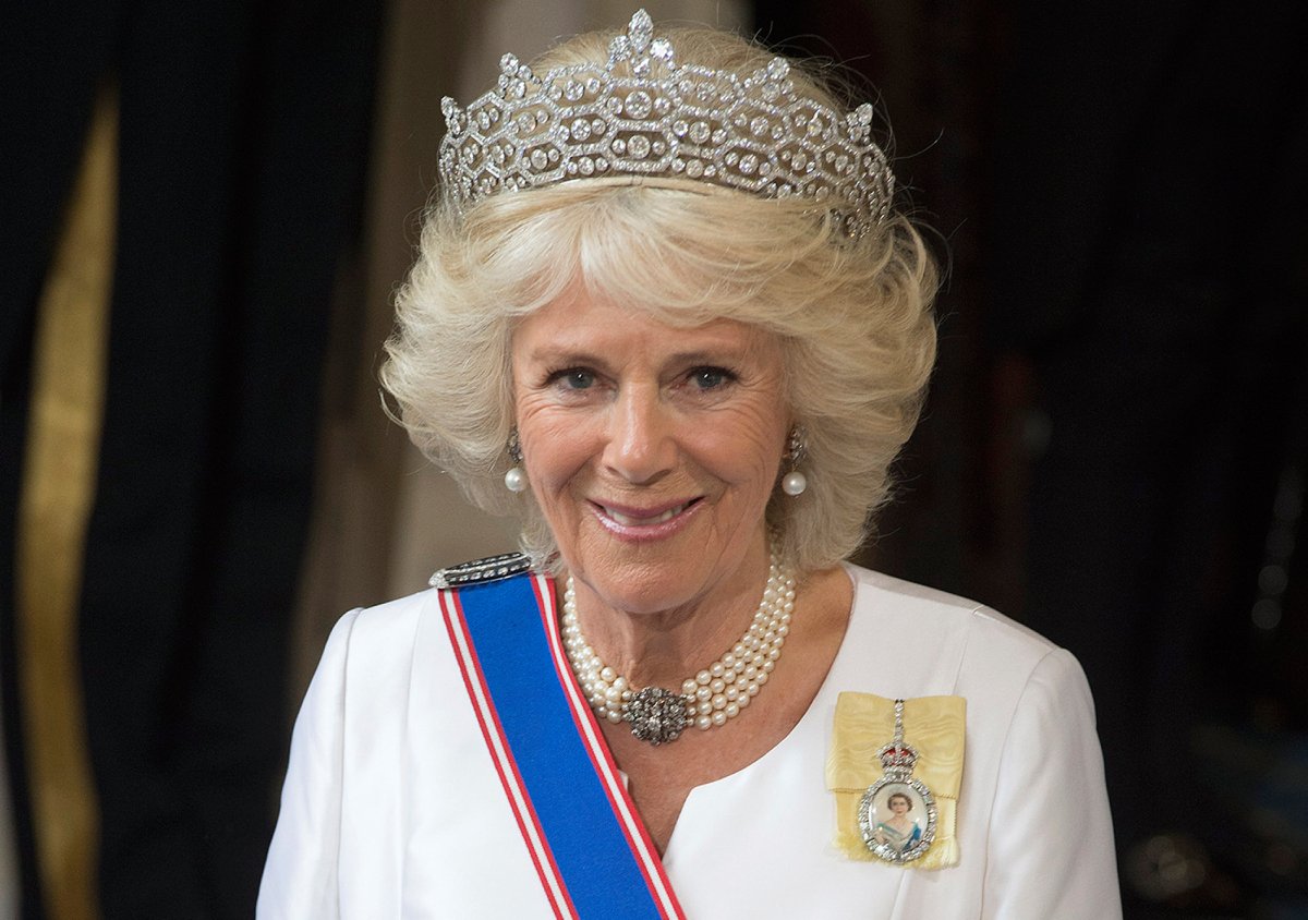 Camilla Parker Bowles, then the Duchess of Cornwall, now queen consort, arrives at The State Opening of Parliament on May 18, 2016 in London, England. 