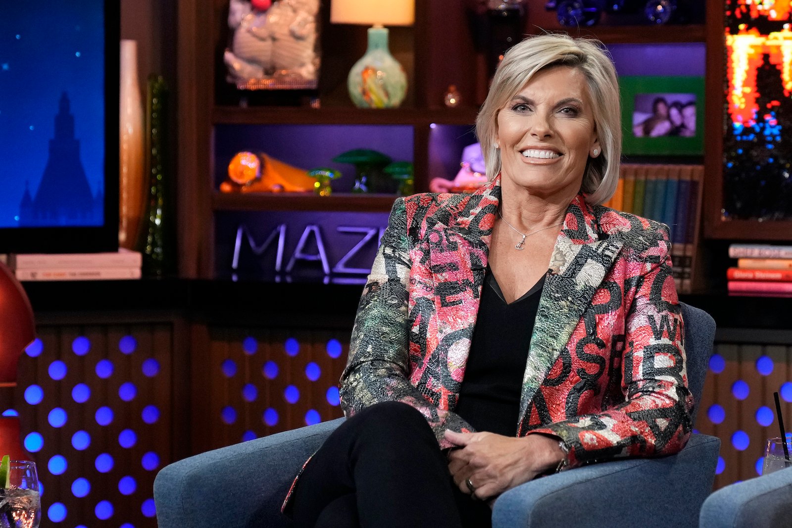 Capt. Sandy Yawn from 'Below Deck Med' sits in a chair on 'WWHL'
