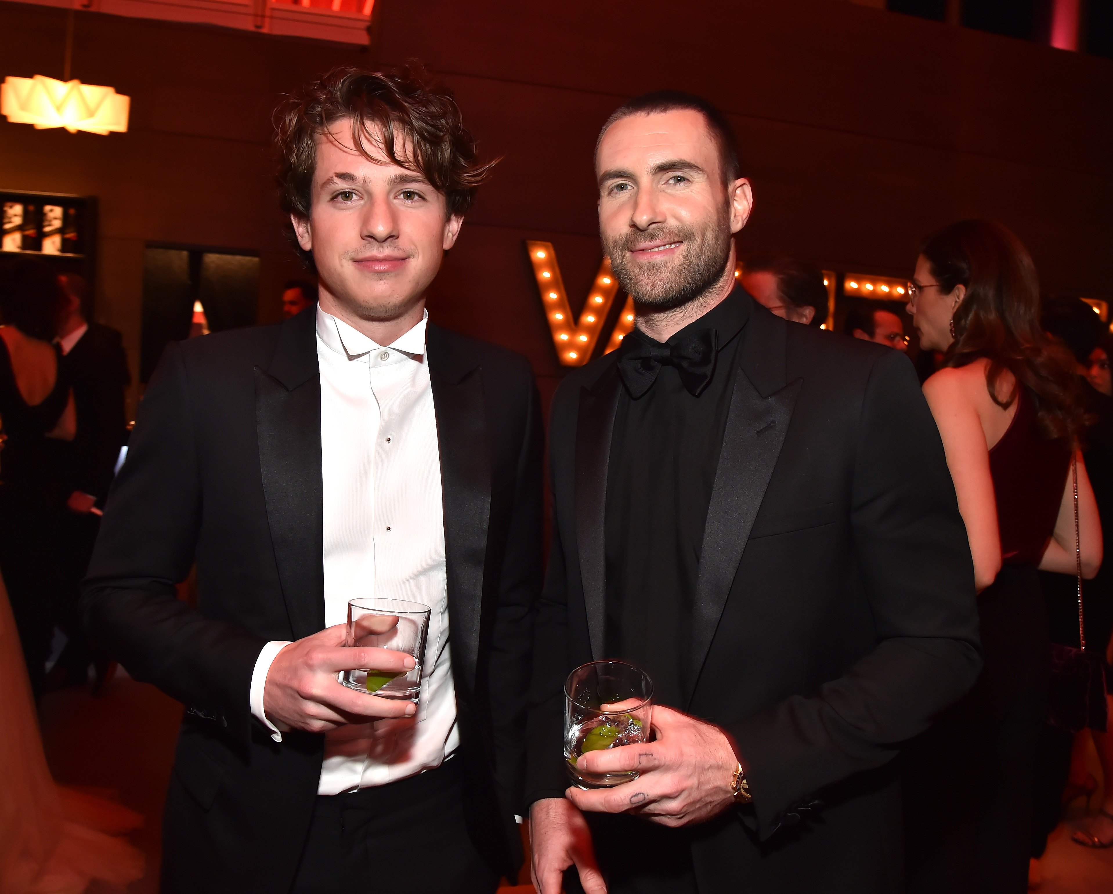 Charlie Puth and Adam Levine attend the 2018 Vanity Fair Oscar Party