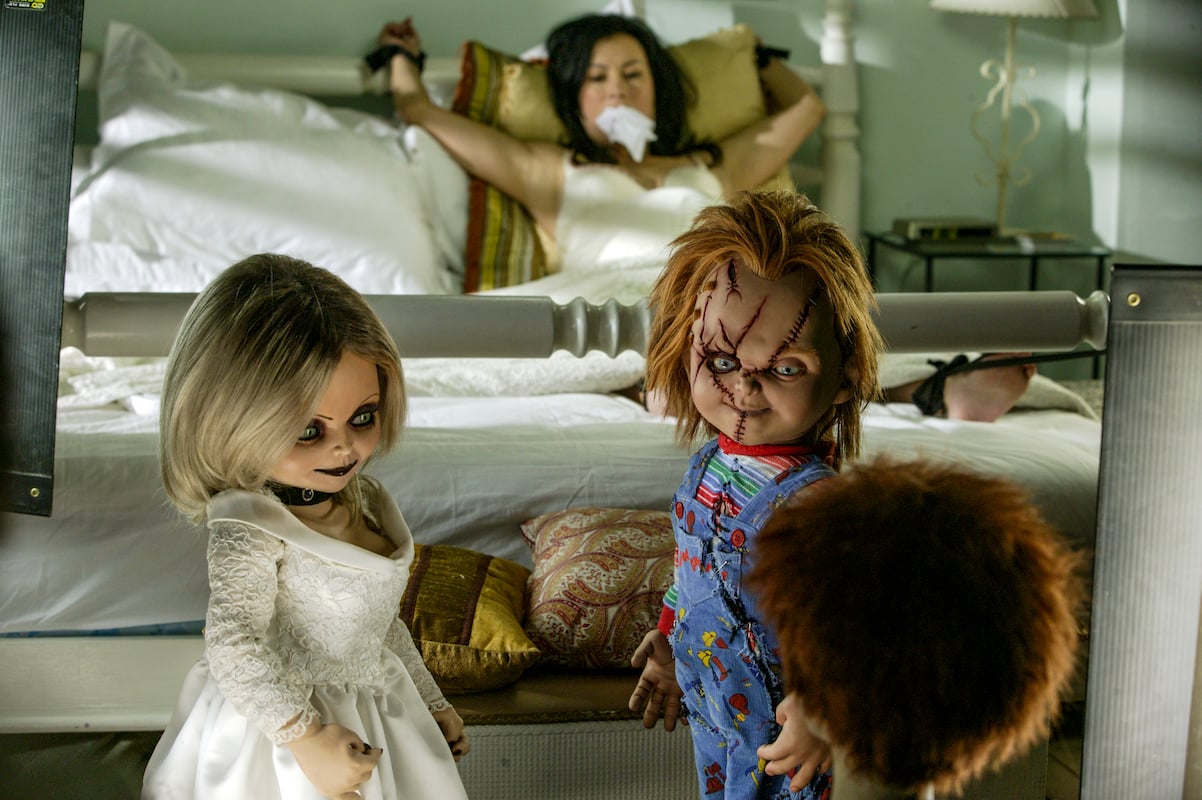 Chucky, Tiffany and Glen/Glenda hold Jennifer Tilly hostage