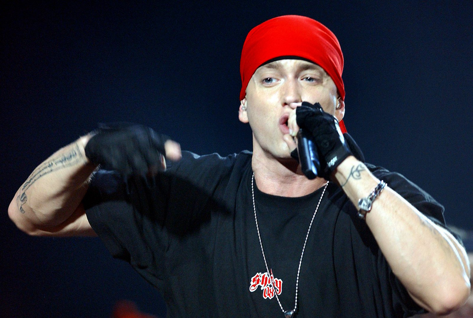 Eminem performing in 2004, the year he released his album 'Encore