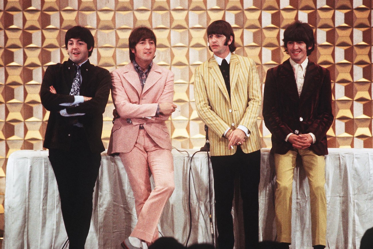 The Beatles during a press conference in Tokyo in 1966.