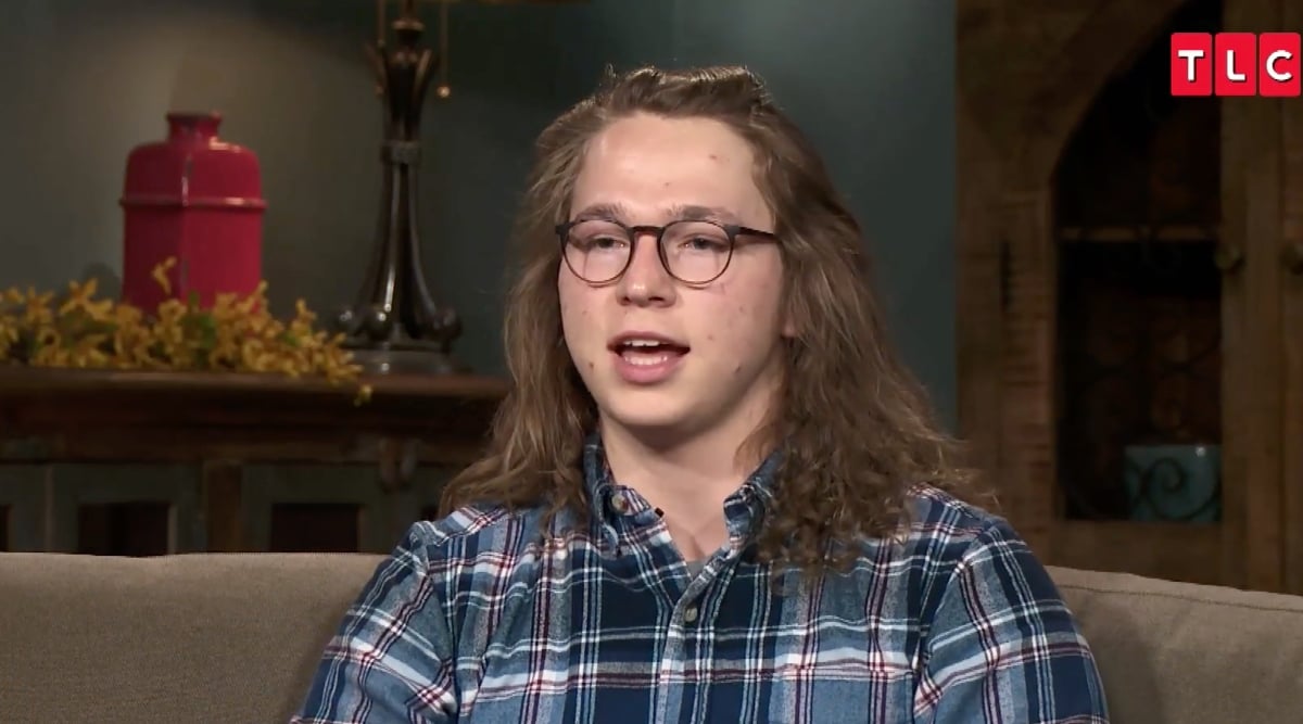 Gabriel Brown wearing a blue flannel in an interview on 'Sister Wives' Season 17 on TLC.