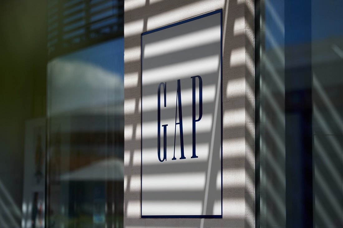 A Gap retail store sign in Century City on September 20, 2022 in Los Angeles, California