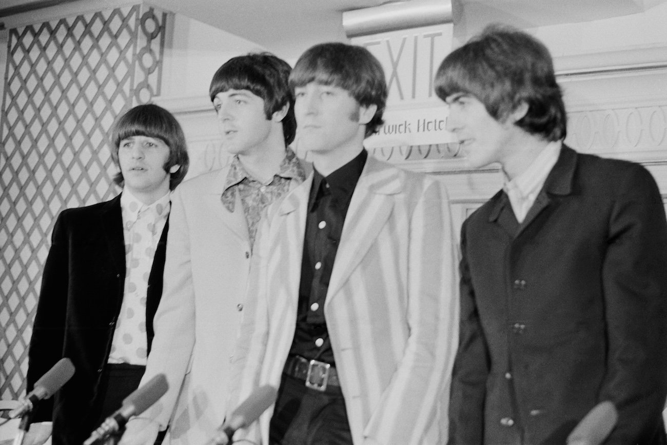 The Beatles at a press conference in 1966.