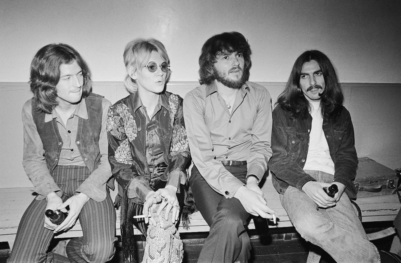George Harrison with Eric Clapton and Delaney and Bonnie in 1969.