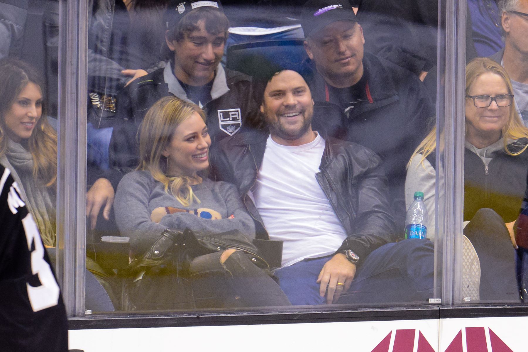 Hilary Duff and Mike Comrie attending a Los Angeles Kings hockey game against the Nashville Predators