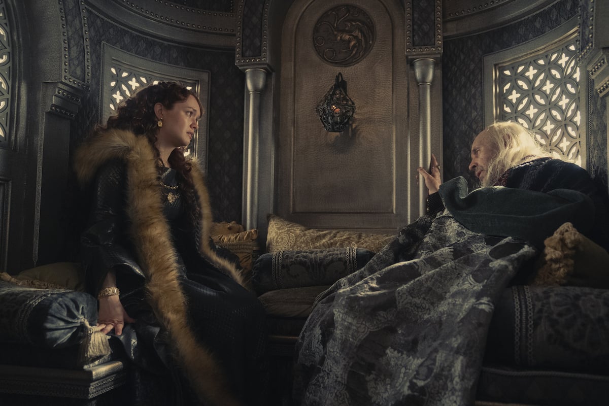 'House of the Dragon': Alicent (Olivia Cooke) sits with King Viserys (Paddy Considine)