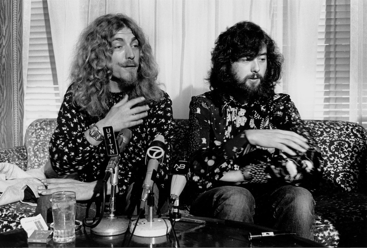 Robert Plant (left) and Jimmy Page, shown at a 1970 press conference, needed just two takes to make an underrated 'Led Zeppelin III' song.