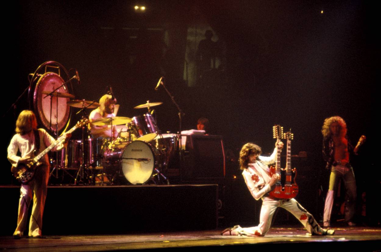 Led Zeppelin perform live in Madison Square Garden. Jimmy Page (second from right) once revealed the key to making Zeppelin's first album.