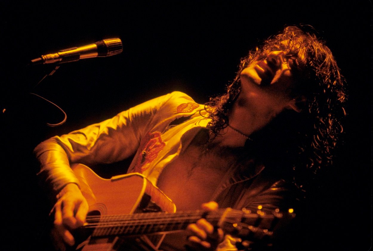 Jimmy Page, who once said he regretted one element of 'Tangerine,' plays with Led Zeppelin at Madison Square Garden in 1977.