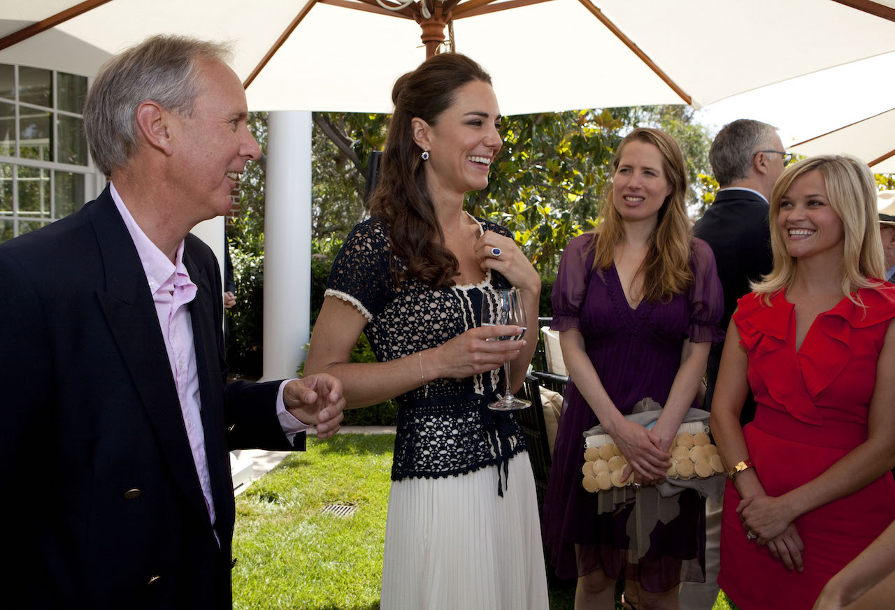 Kate Middleton speaks with the CEO of Tusk Charlie Mayhew, Kristin Gore, and Reese Witherspoon.