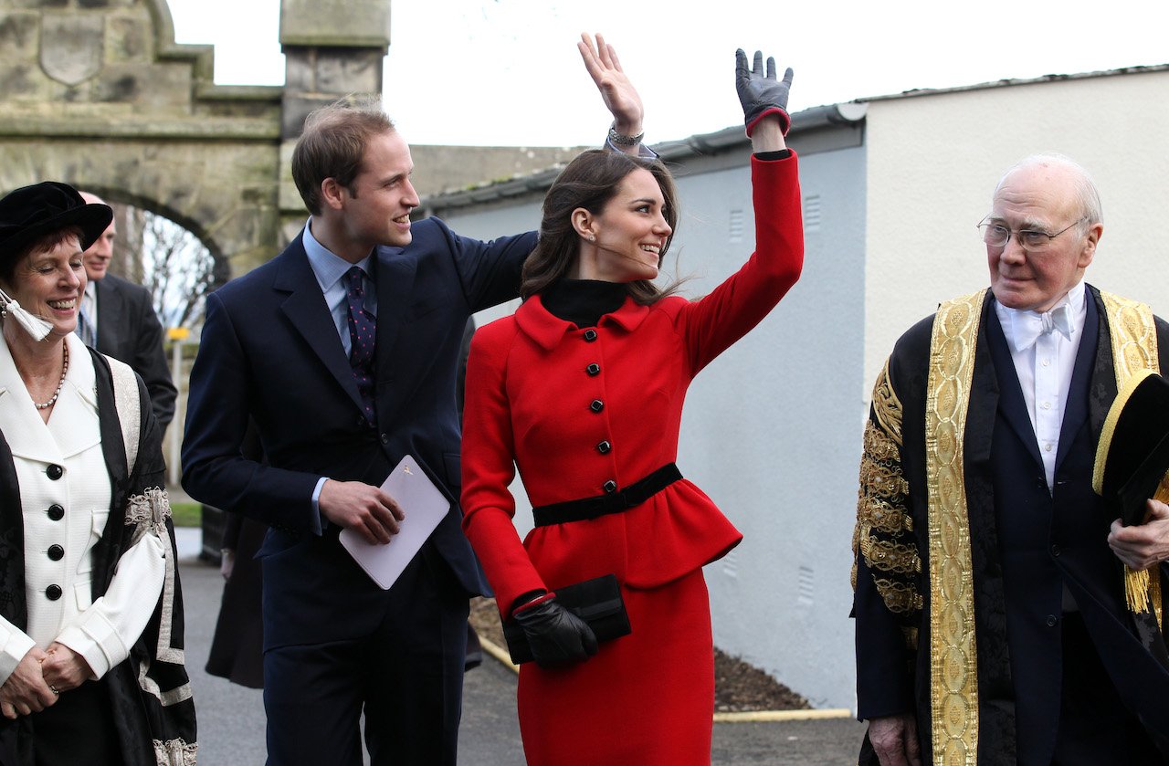 Prince William and Kate Middleton during a visit to the University of St Andrews on February 25, 2011, in St Andrews, Scotland.