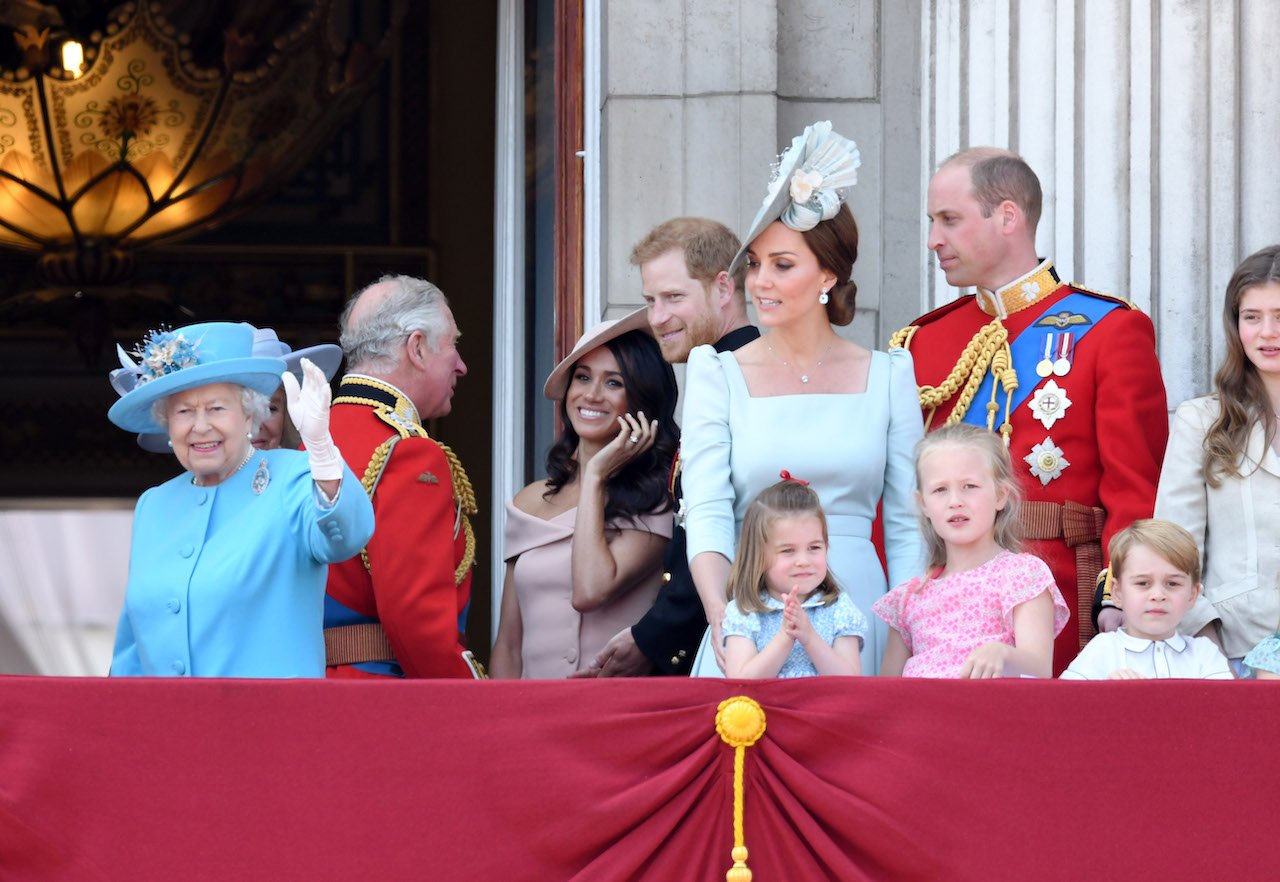 Queen Elizabeth II, King Charles III, Meghan Markle, Prince Harry, Kate Middleton, Prince William, Princess Charlotte, Savannah Phillips, and Prince George on the balcony of Buckingham Palace during Trooping the Colour 2018 at the Mall on June 9, 2018 in London, England. Charles reportedly used a secret nickname for Meghan.
