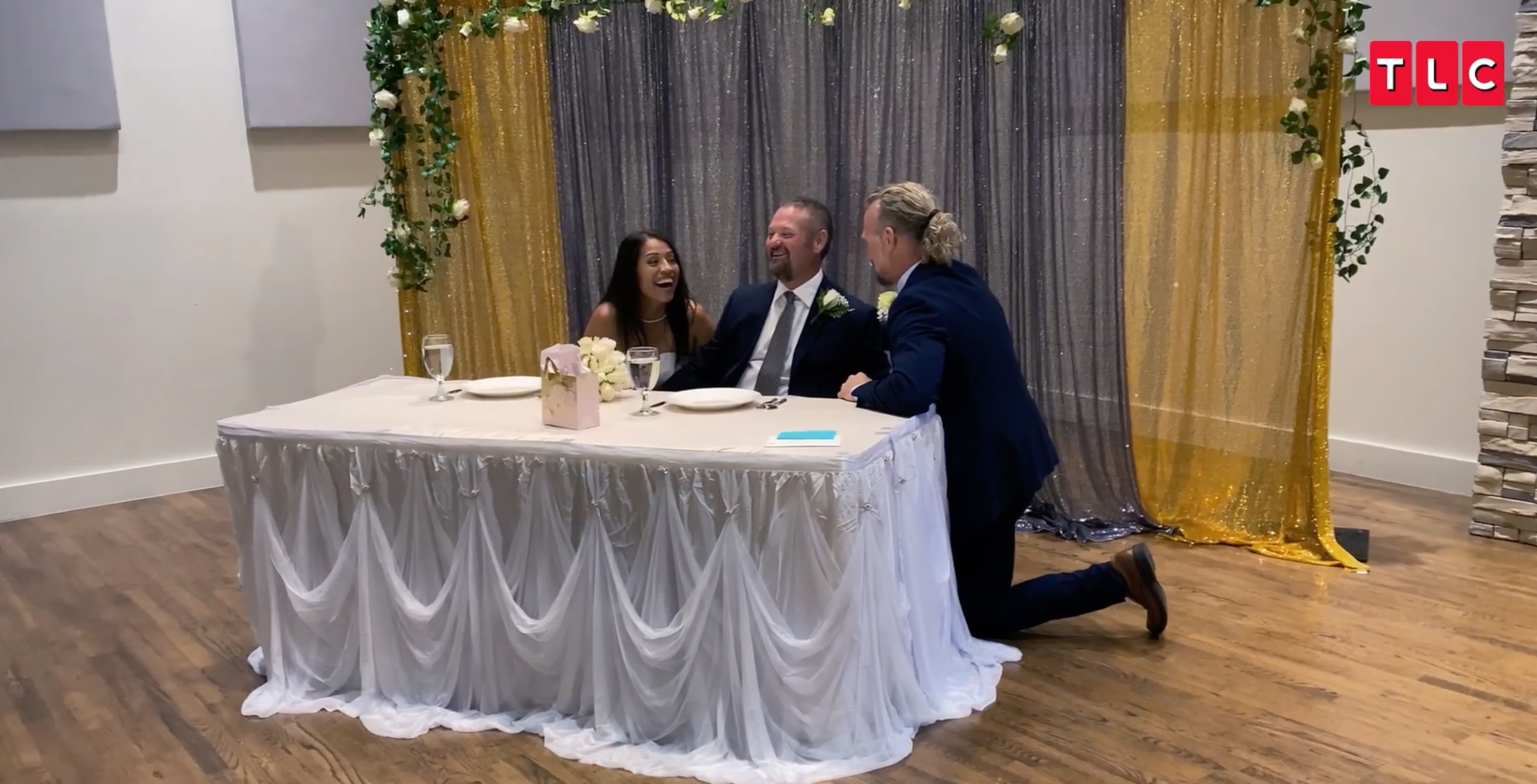 Kody Brown talking to the bride and groom after officiating their wedding on 'Sister Wives' Season 17 on TLC.