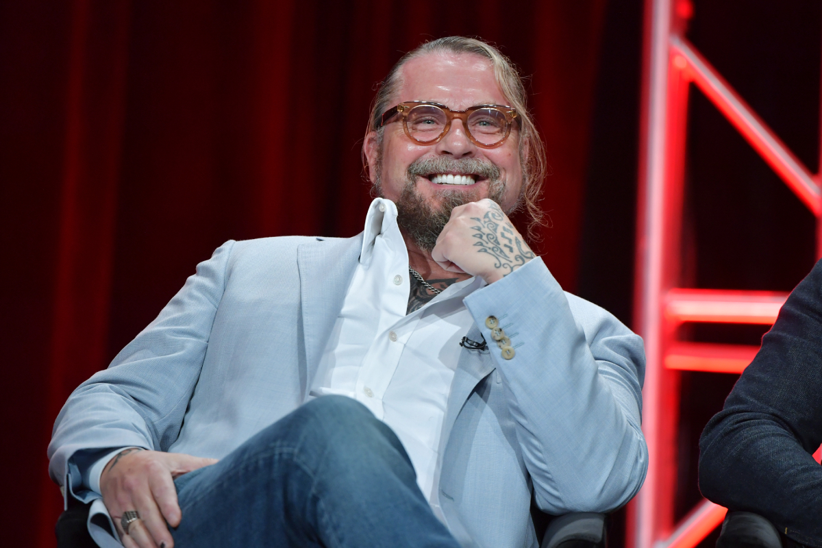 Sons of Anarchy creator Kurt Sutter of Mayan M.C speaks during the FX segment of the 2019 Summer TCA Press Tour at The Beverly Hilton Hotel on August 6, 2019 in Beverly Hills, California
