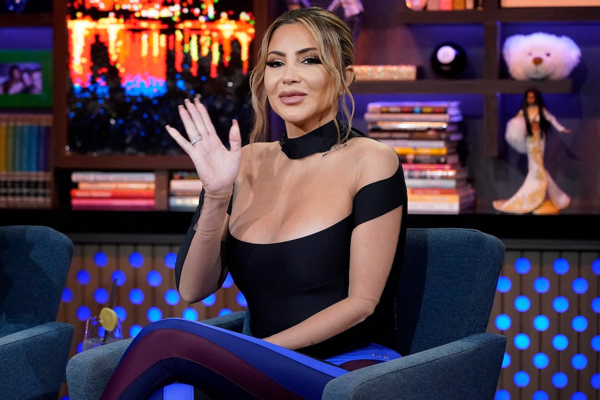 Larsa Pippen waves to camera on Watch What Happens Live with Andy Cohen