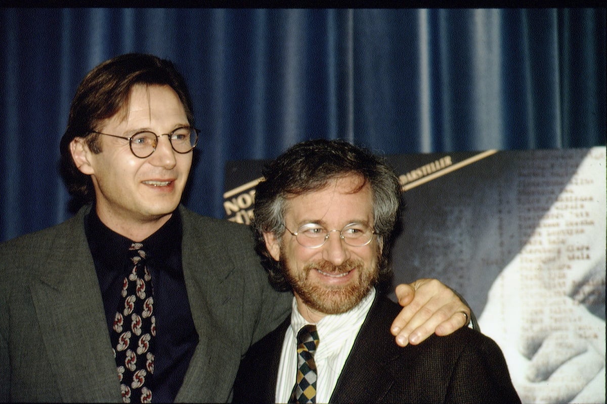 Liam Neeson and Steven Spielberg at the 'Schindler's List' premiere.