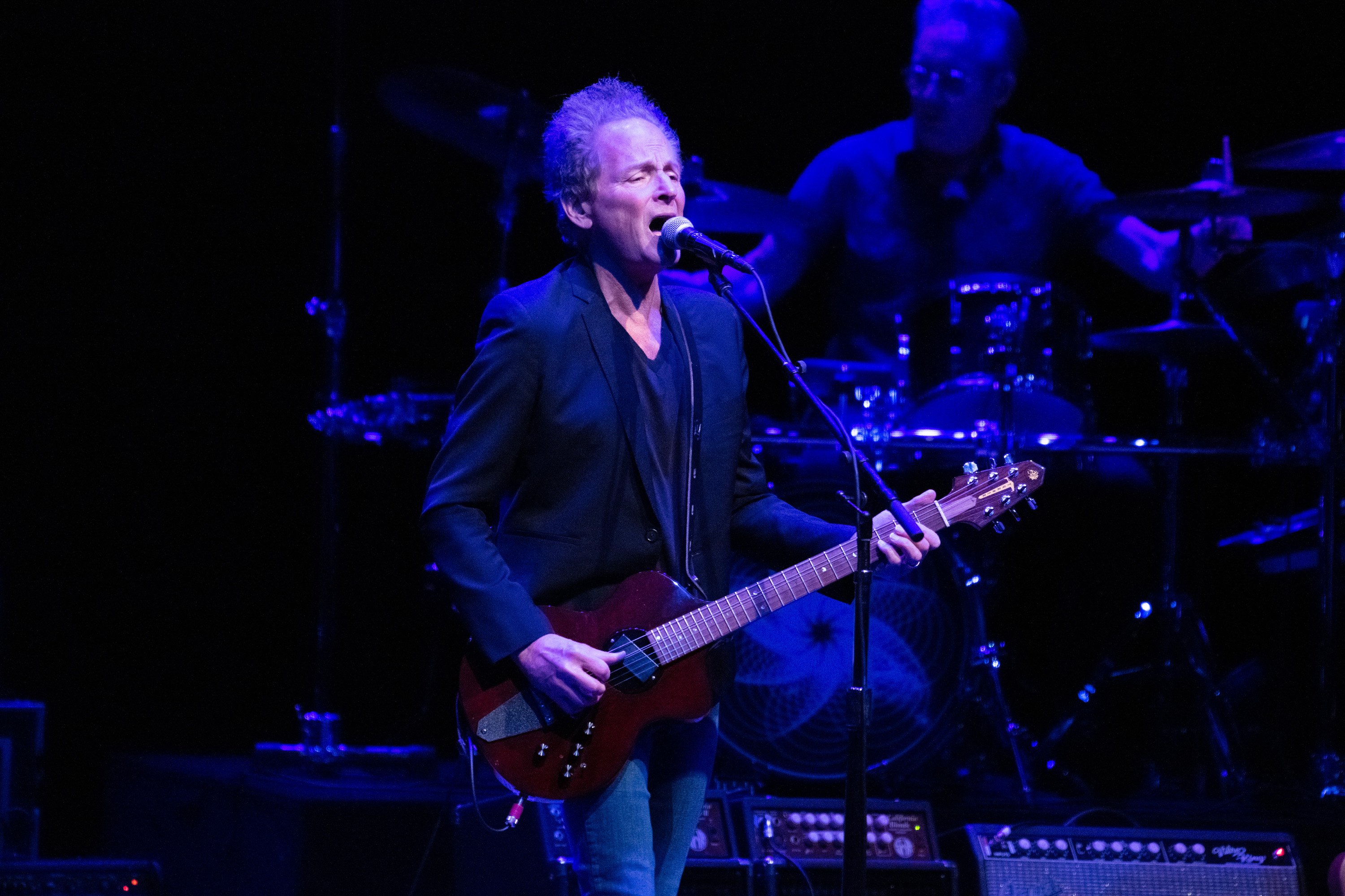 Musician Lindsey Buckingham of Fleetwood Mac performs on stage