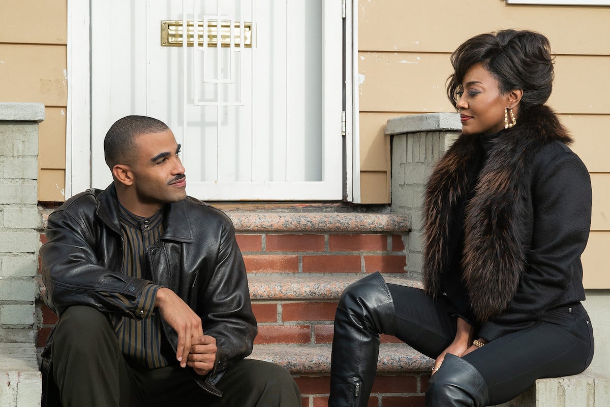 Toby Sandeman as Symphony Bosket and Patina Miller as Raq Thomas sitting on the porch conversing in 'Power Book III: Raising Kanan'