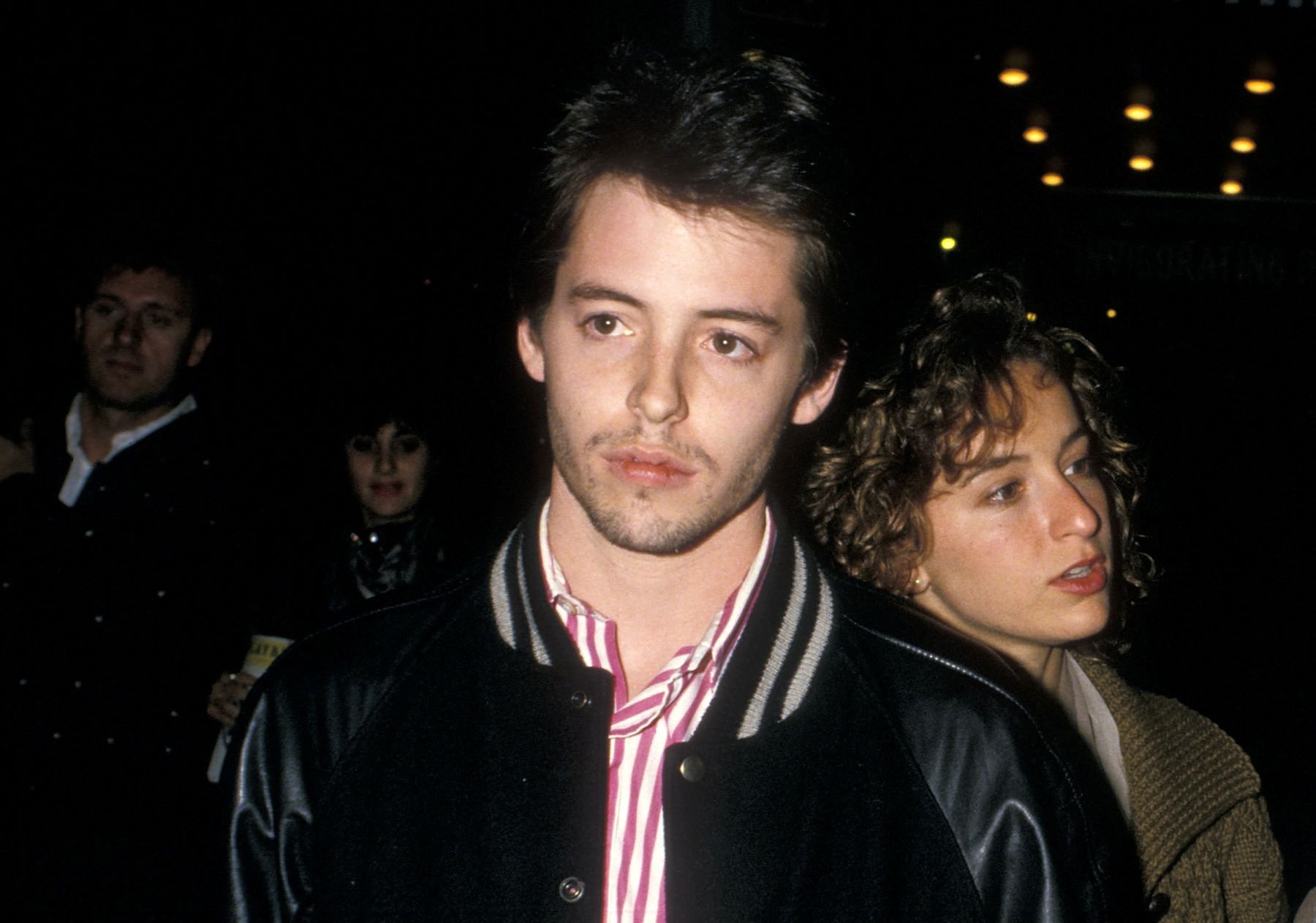 Matthew Broderick and Jennifer Grey at a performance of the Broadway play 'Burn This' at the Plymouth Theatre