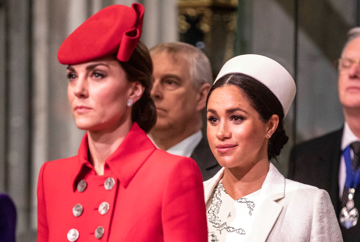 Kate Middleton and Meghan Markle at Westminster Abbey for a Commonwealth day service on March 11, 2019 in London, England