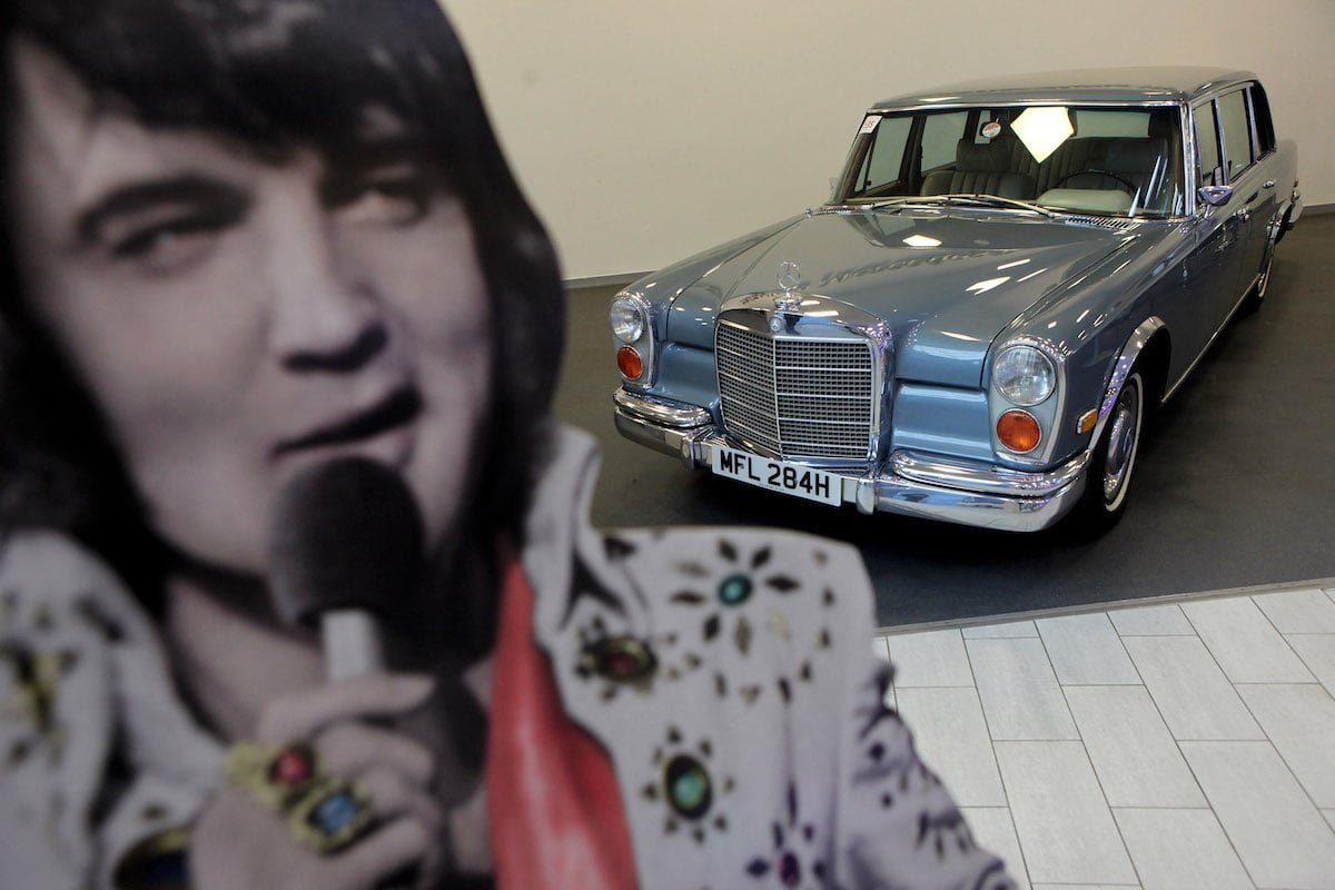 A Mercedes-Benz 600 Saloon Limousine formerly owned by Elvis Presley is displayed in Mercedes-Benz World prior to its auction on December 6, 2010