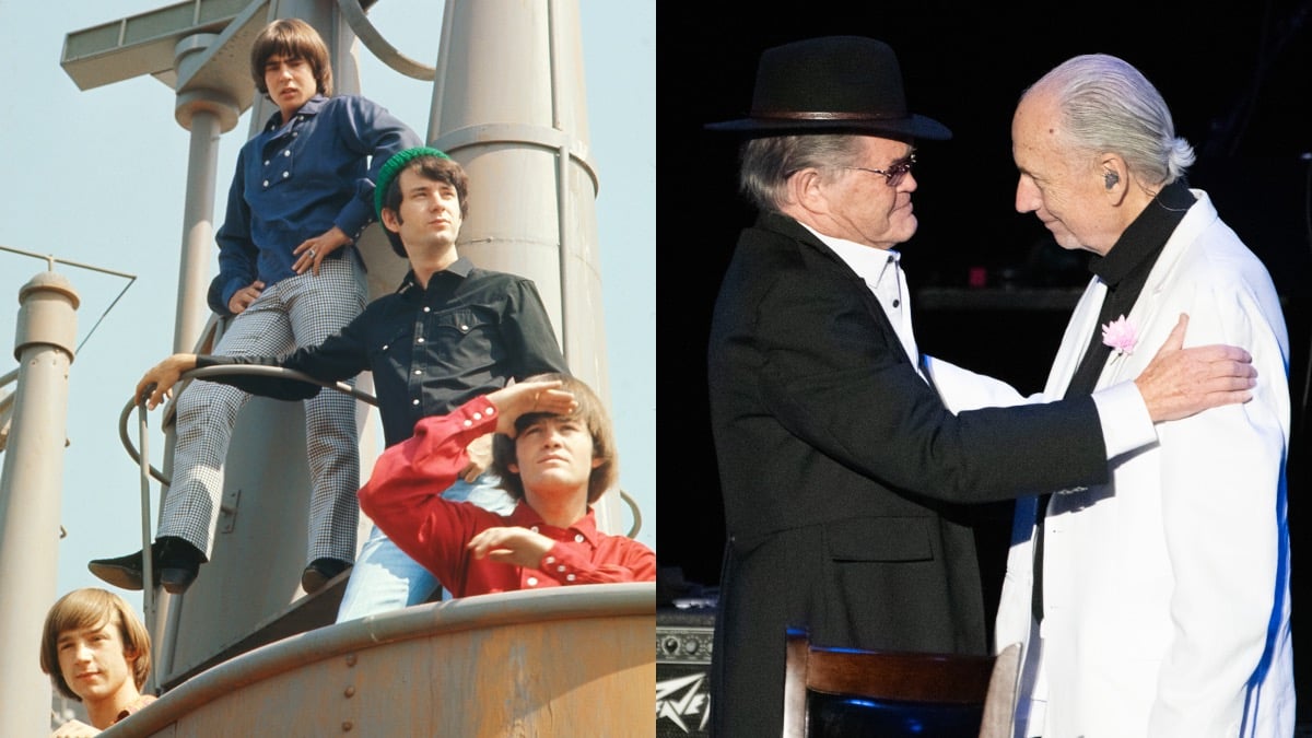 (L) The stars of the television series 'The Monkees', circa 1967 (R) Micky Dolenz and Michael Nesmith in 2021