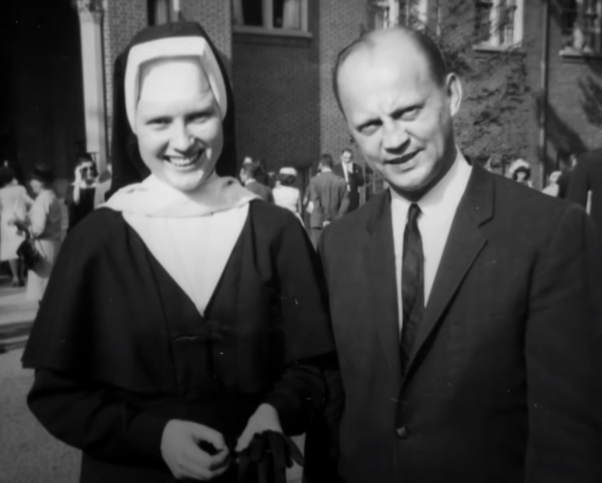 Sister Catherine Cesnik and Father Joseph Maskell smile for a photo