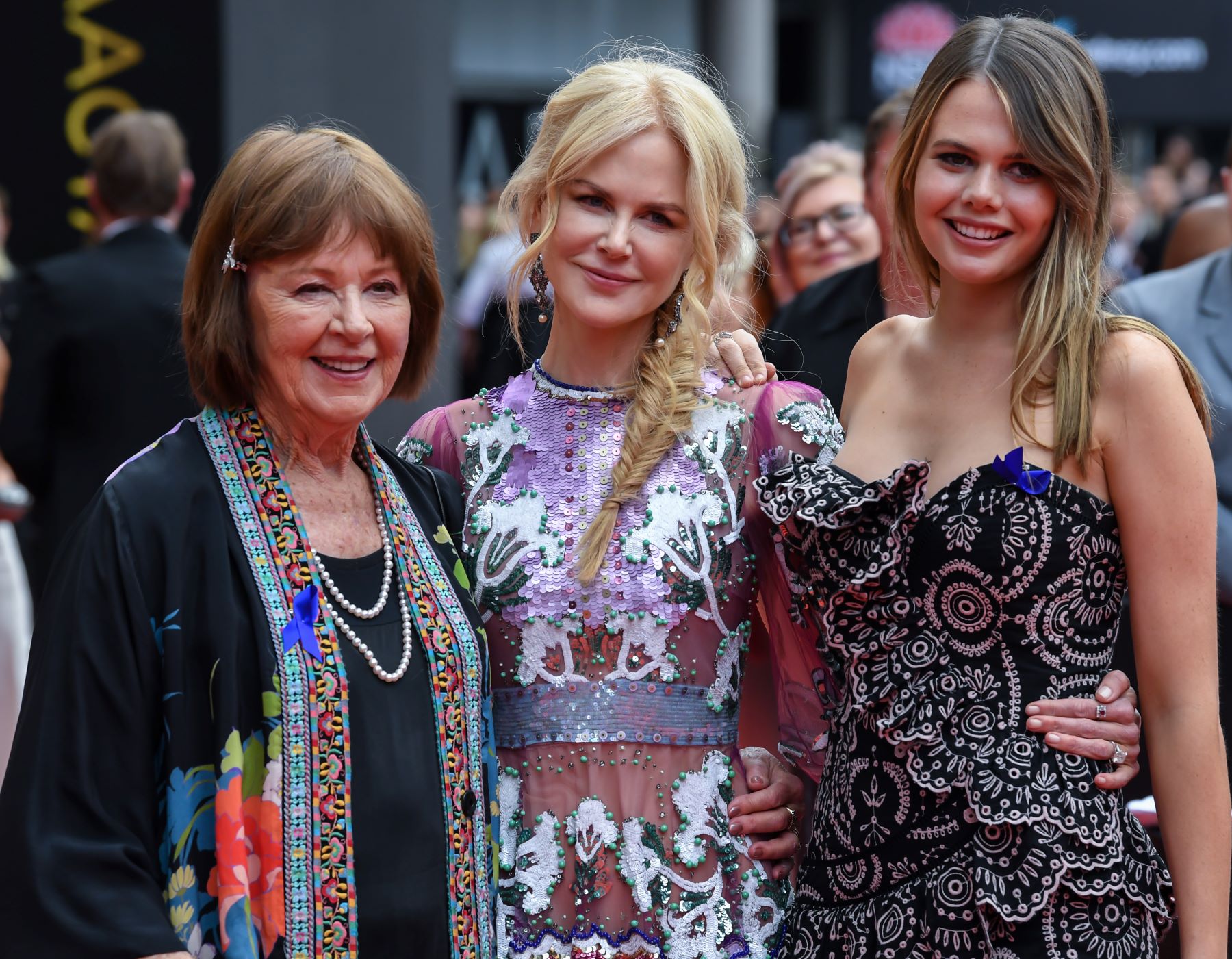 Nicole Kidman with her mother (L) Janelle Ann Kidman and niece (R) Lucia Hawley at the 2018 AACTA Awards