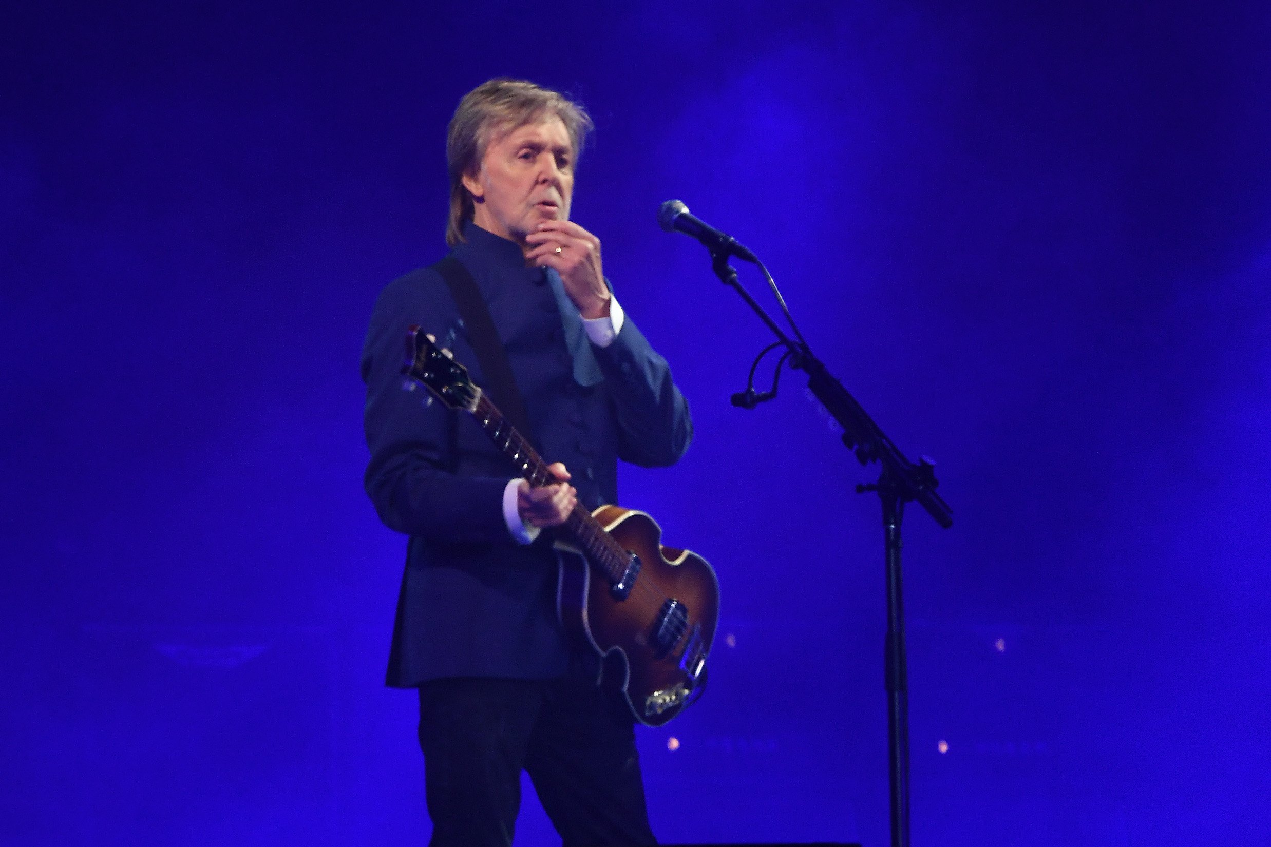 Paul McCartney performs onstage at day four of the Glastonbury Festival