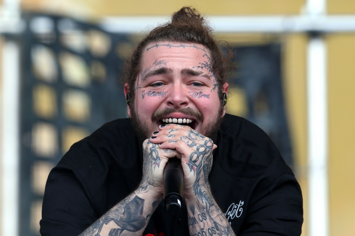 Rapper Post Malone performs live on stage during day one of Reading Festival in 2018