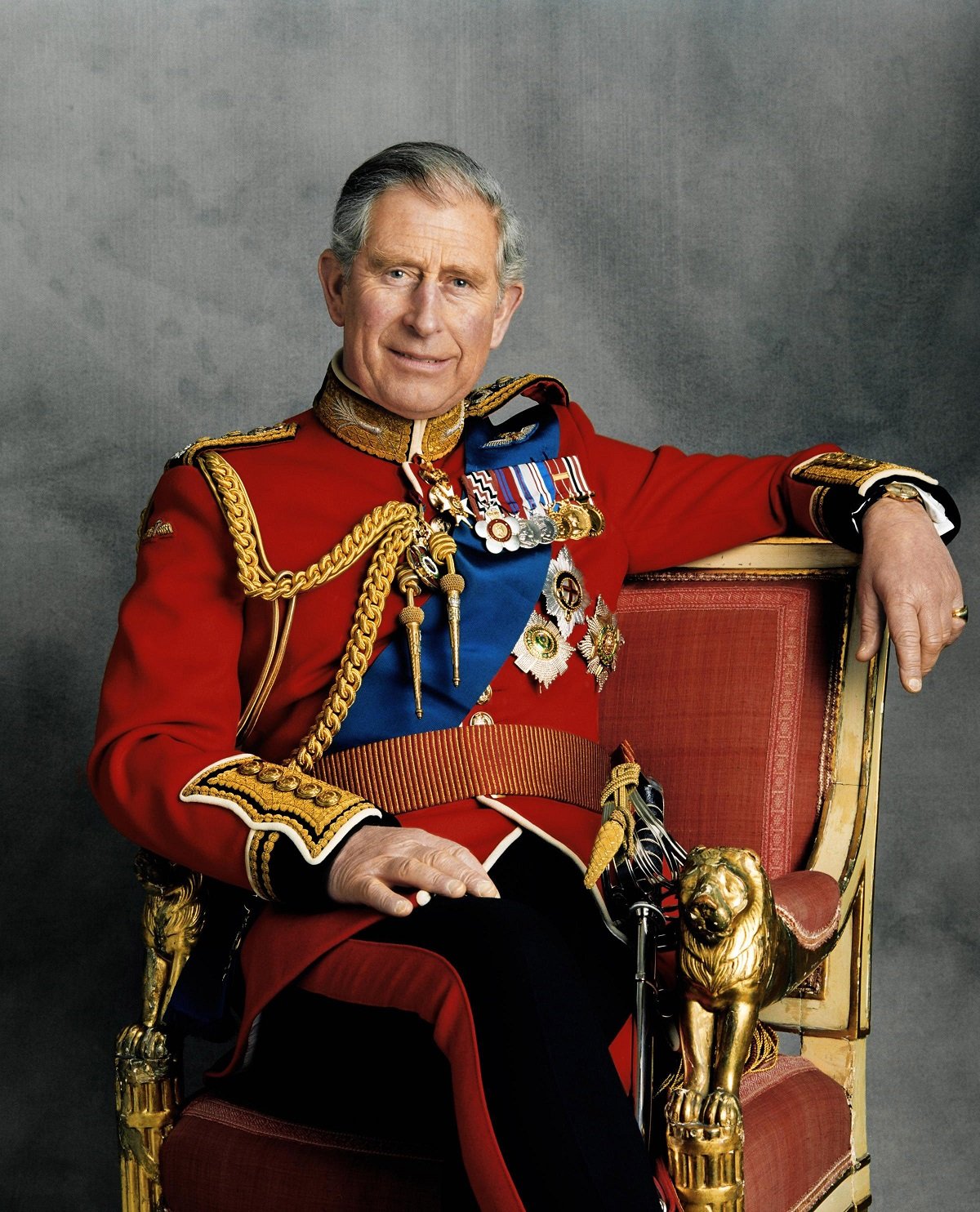 Prince Charles (now King Charles III) posing for an official birthday portrait