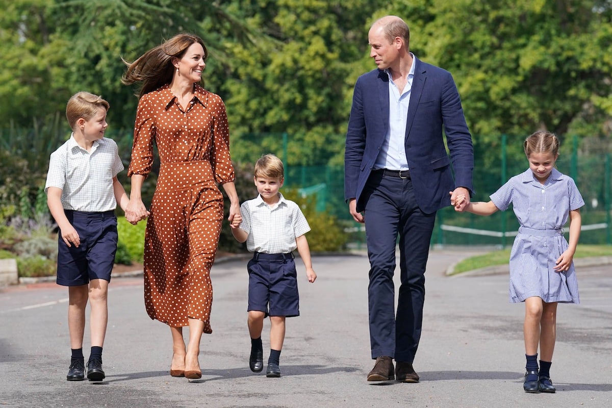 Prince George, Kate Middleton, Prince Lous, Prince William, and Princess Charlotte