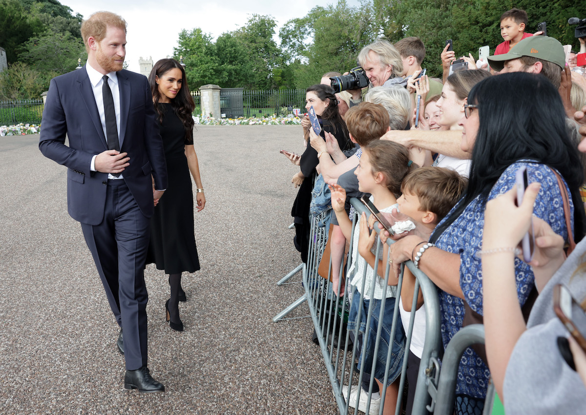 Prince Harry, whose memoir and Netflix docuseries with Meghan Markle are going to take 'harshest aims' at British press, greet crowds outside Windsor Castle 