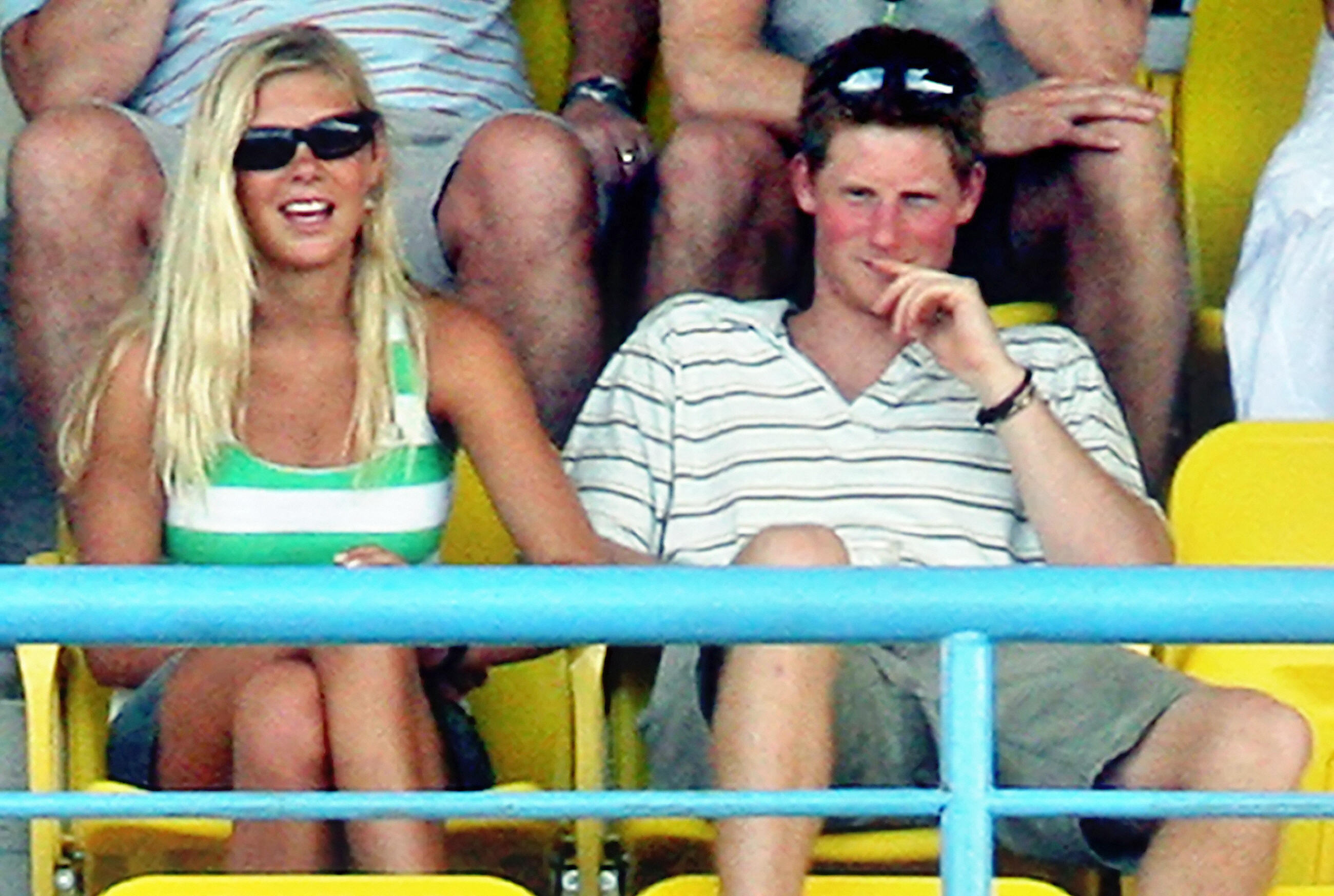 Prince Harry and then-girlfriend, Chelsy Davy, watch the ICC World Cup Cricket in 2007