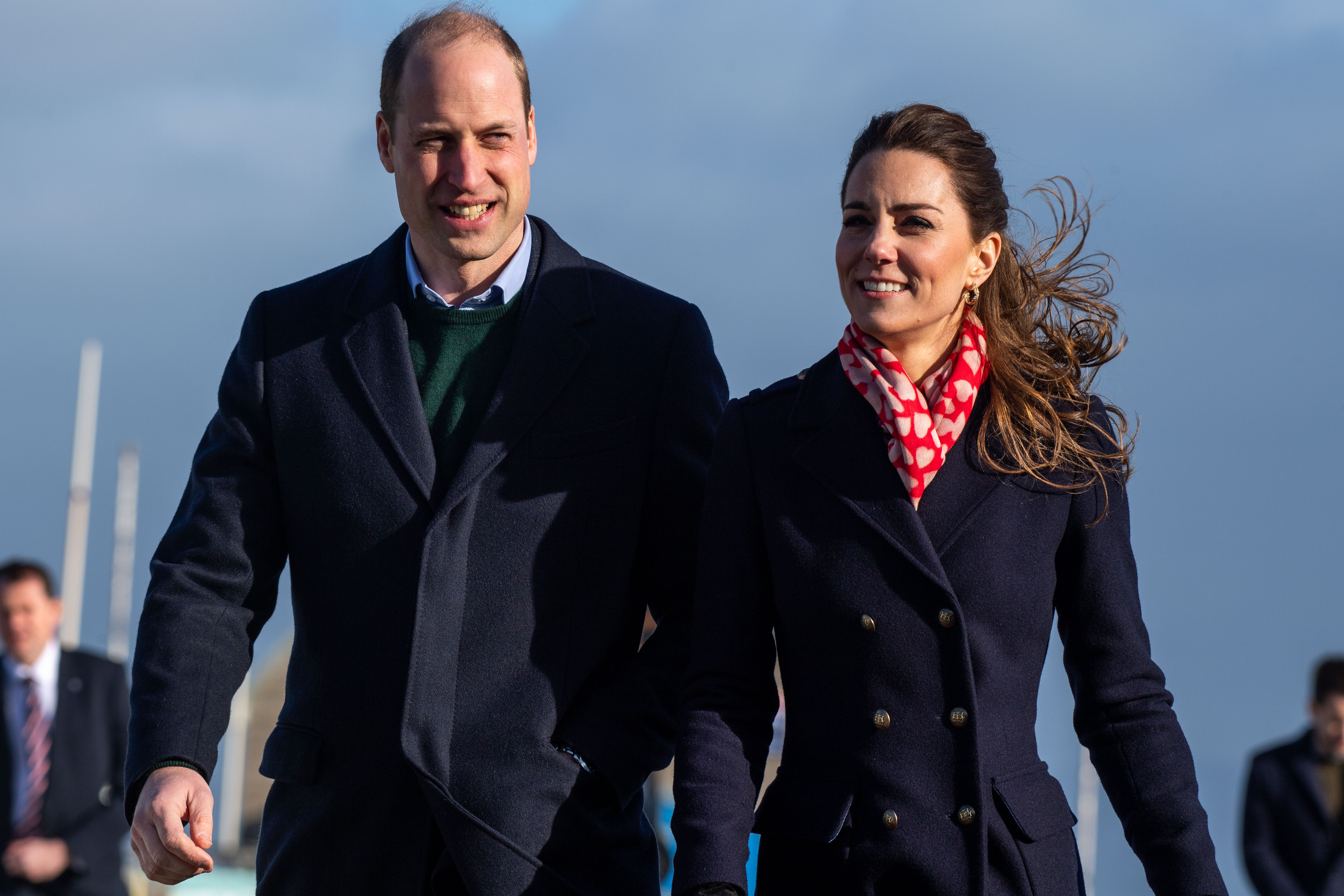 Prince William and Kate Middleton walk together.
